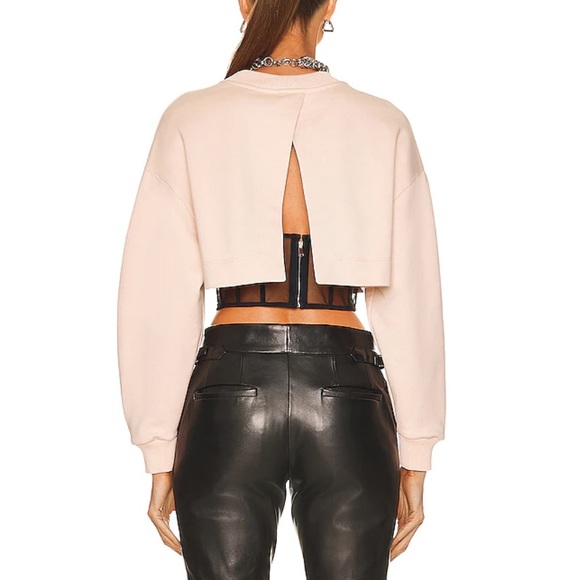 Alexander McQueen Cropped Sweatshirt in Tea Rose - Picture 3 of 11
